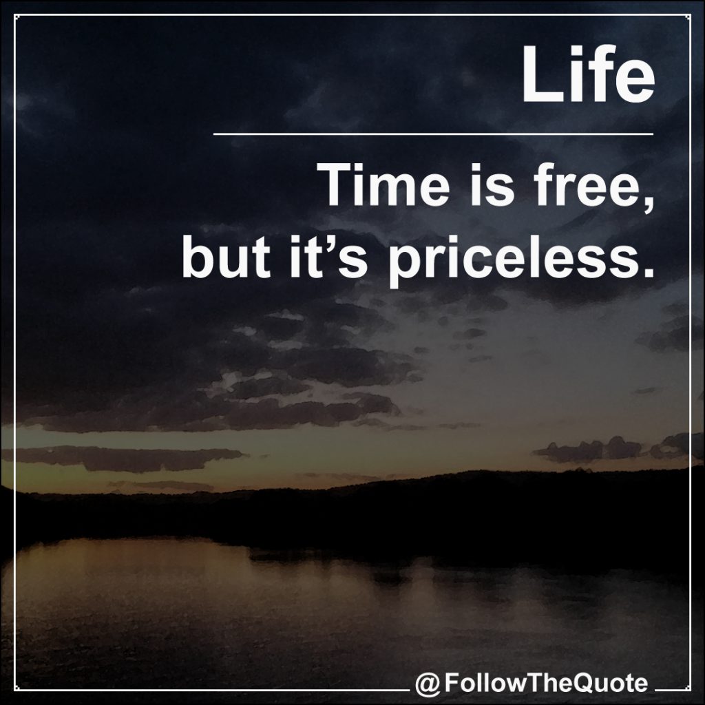 Time is free, but it’s priceless.